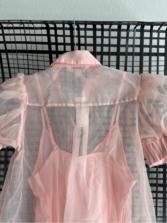 Anthropologie Maeve Short-Sleeve Embellished Mini Shirt Dress - Picture 6 of 8